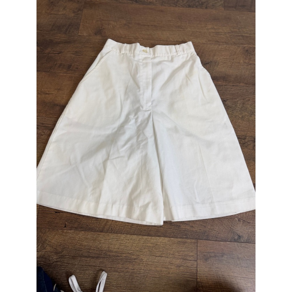 Vintage ILGWU Union‎ Made White Cotton Culottes Wide Leg Shorts Skirt Small